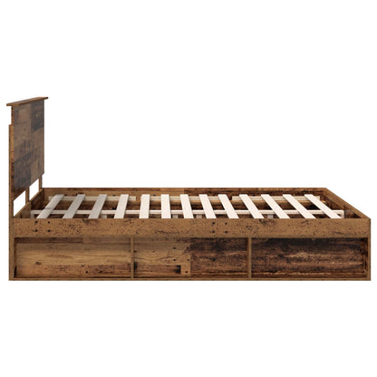 Bed Frame with Headboard Old Wood 160 x 200 cm Solid Pine Wood