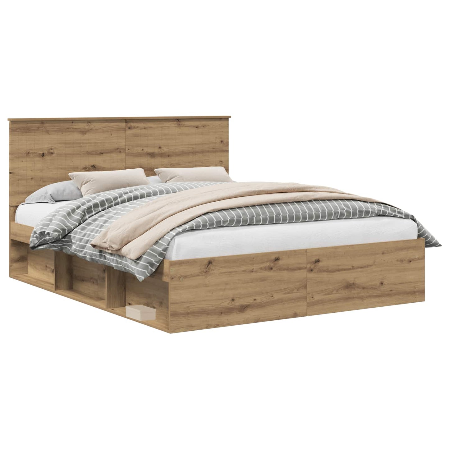 Bed Frame Artisian Oak 160 x 200 cm Solid Pine Wood