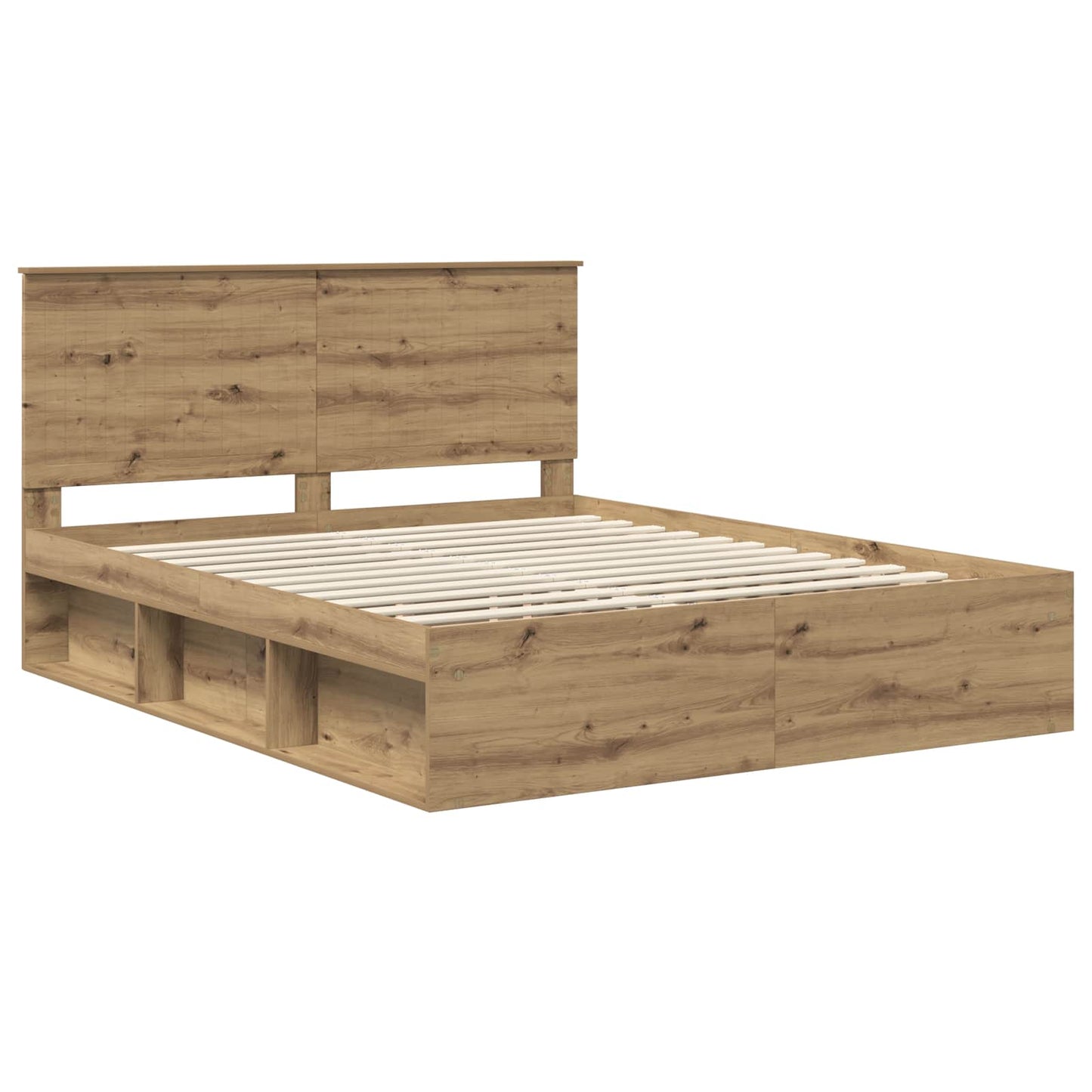 Bed Frame Artisian Oak 160 x 200 cm Solid Pine Wood