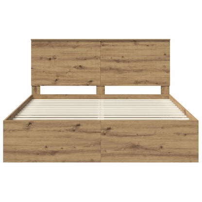 Bed Frame Artisian Oak 160 x 200 cm Solid Pine Wood