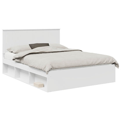 Bed Frame with Headboard White 150 x 200 cm Solid Pine Wood