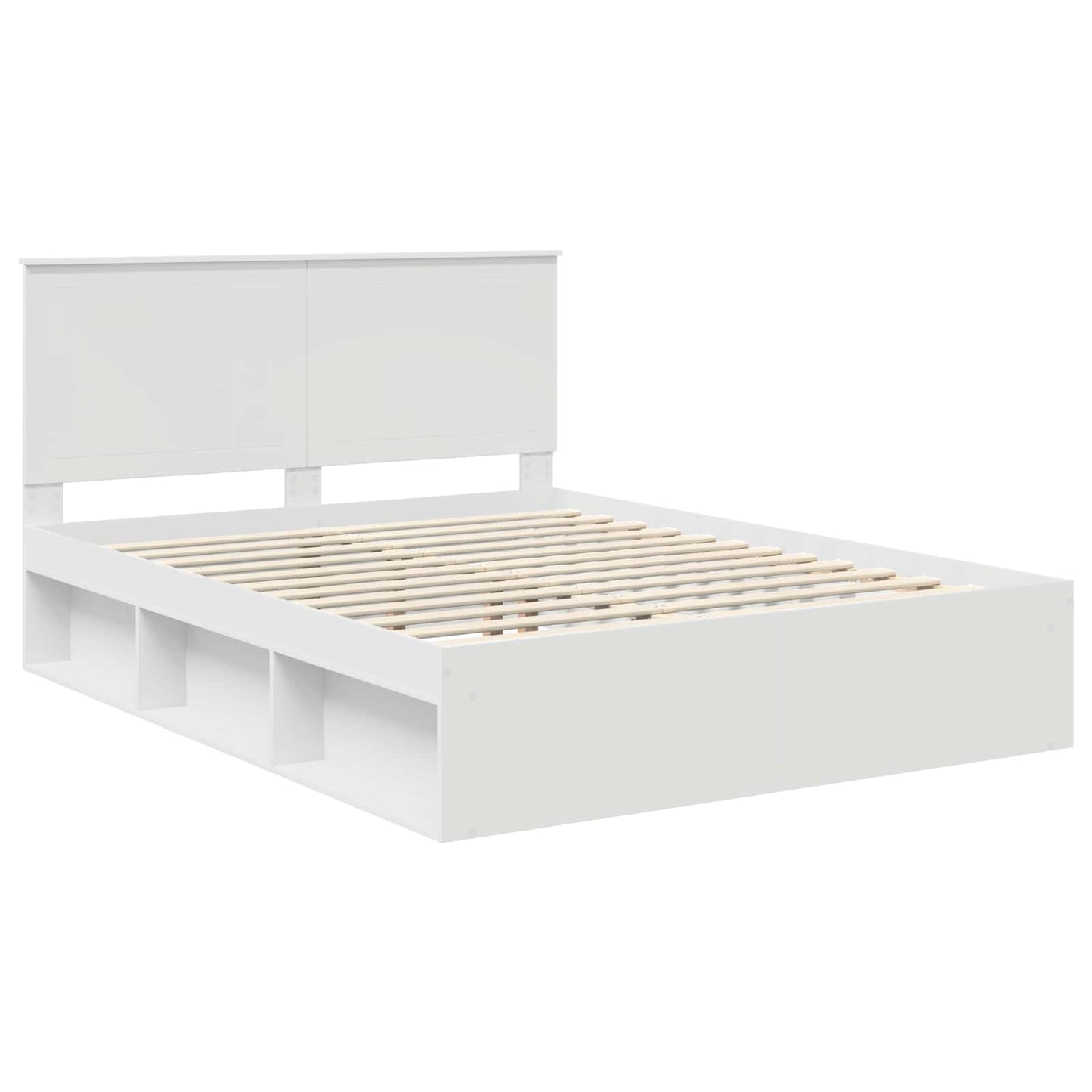 Bed Frame with Headboard White 150 x 200 cm Solid Pine Wood