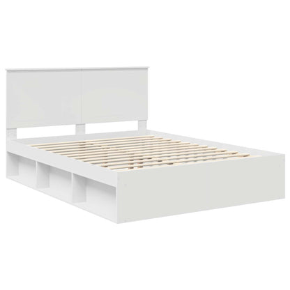 Bed Frame with Headboard White 150 x 200 cm Solid Pine Wood