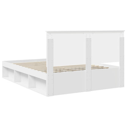 Bed Frame with Headboard White 150 x 200 cm Solid Pine Wood