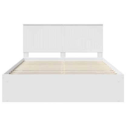 Bed Frame with Headboard White 150 x 200 cm Solid Pine Wood