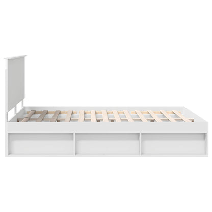 Bed Frame with Headboard White 150 x 200 cm Solid Pine Wood