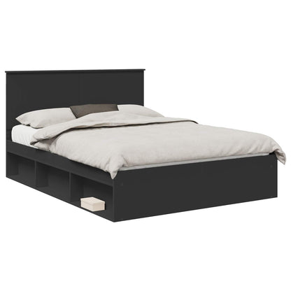 Bed Frame with Headboard Black 150 x 200 cm Solid Pine Wood