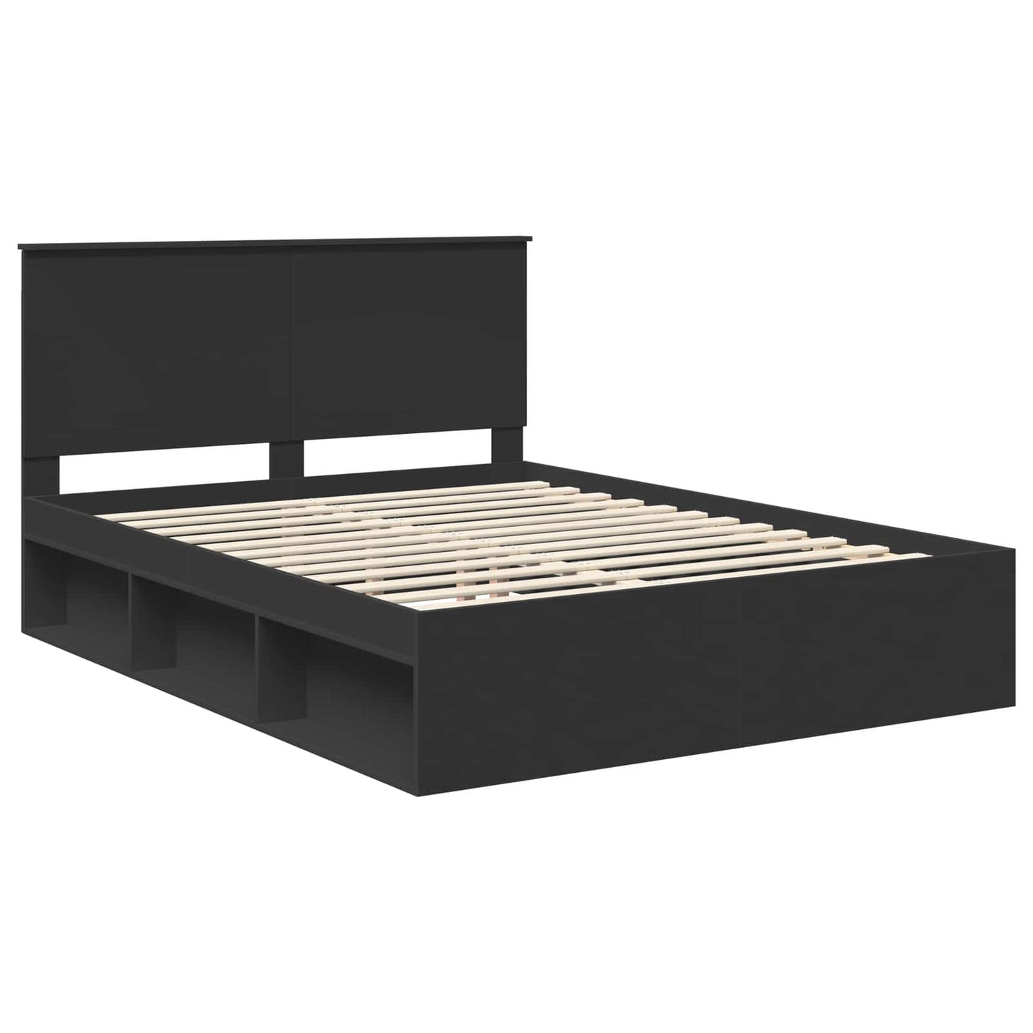 Bed Frame with Headboard Black 150 x 200 cm Solid Pine Wood