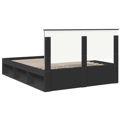 Bed Frame with Headboard Black 150 x 200 cm Solid Pine Wood