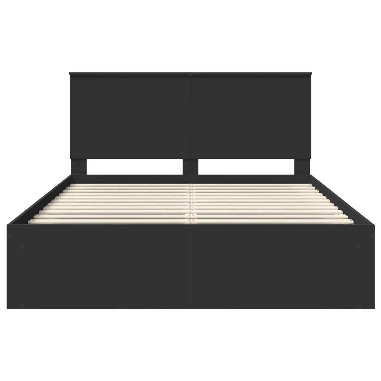 Bed Frame with Headboard Black 150 x 200 cm Solid Pine Wood