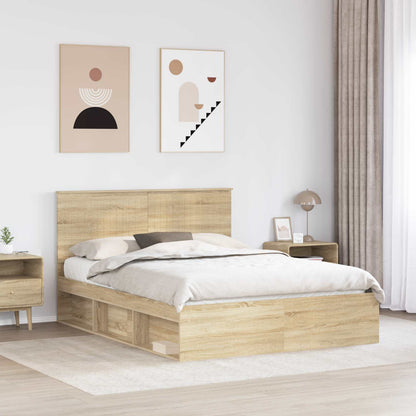 Bed Frame Sonoma Oak 150 x 200 cm Solid Pine Wood