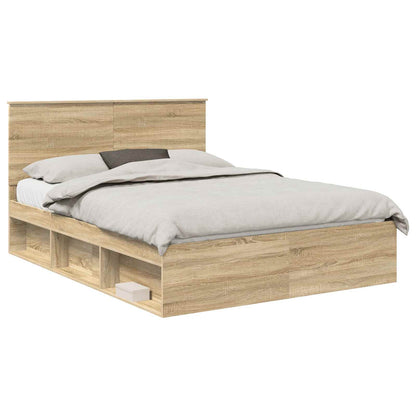Bed Frame Sonoma Oak 150 x 200 cm Solid Pine Wood
