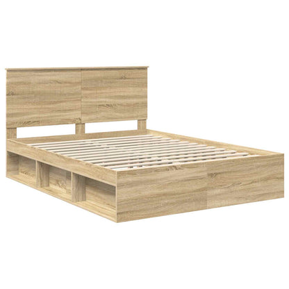 Bed Frame Sonoma Oak 150 x 200 cm Solid Pine Wood