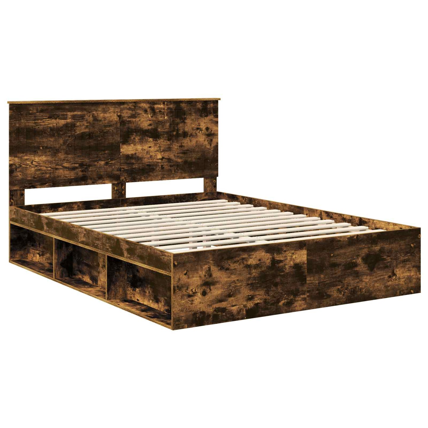 Bed Frame Smoked Oak 150 x 200 cm Solid Pine Wood