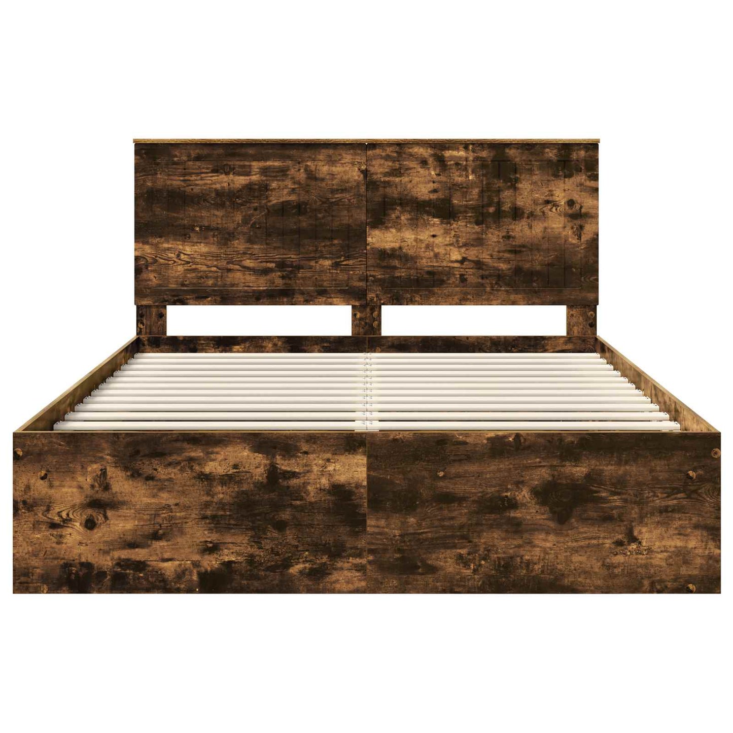 Bed Frame Smoked Oak 150 x 200 cm Solid Pine Wood
