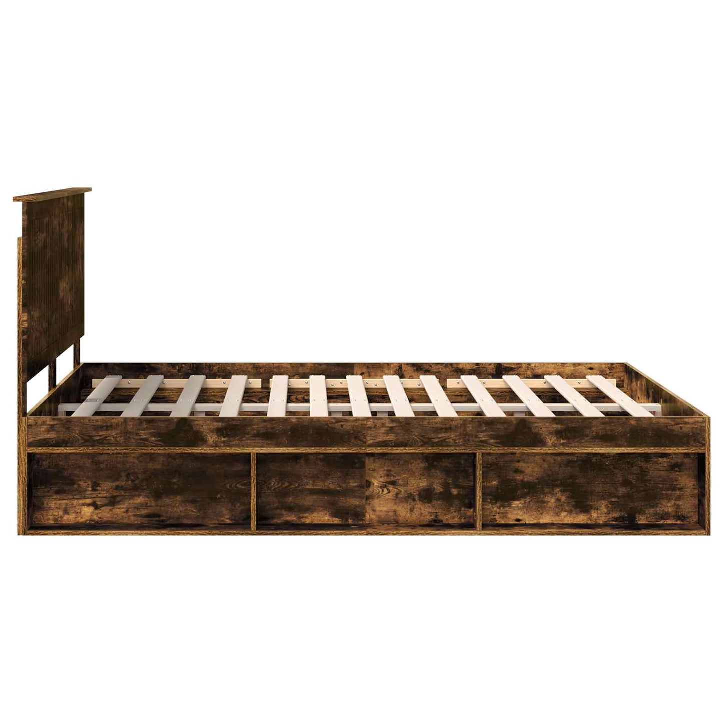 Bed Frame Smoked Oak 150 x 200 cm Solid Pine Wood