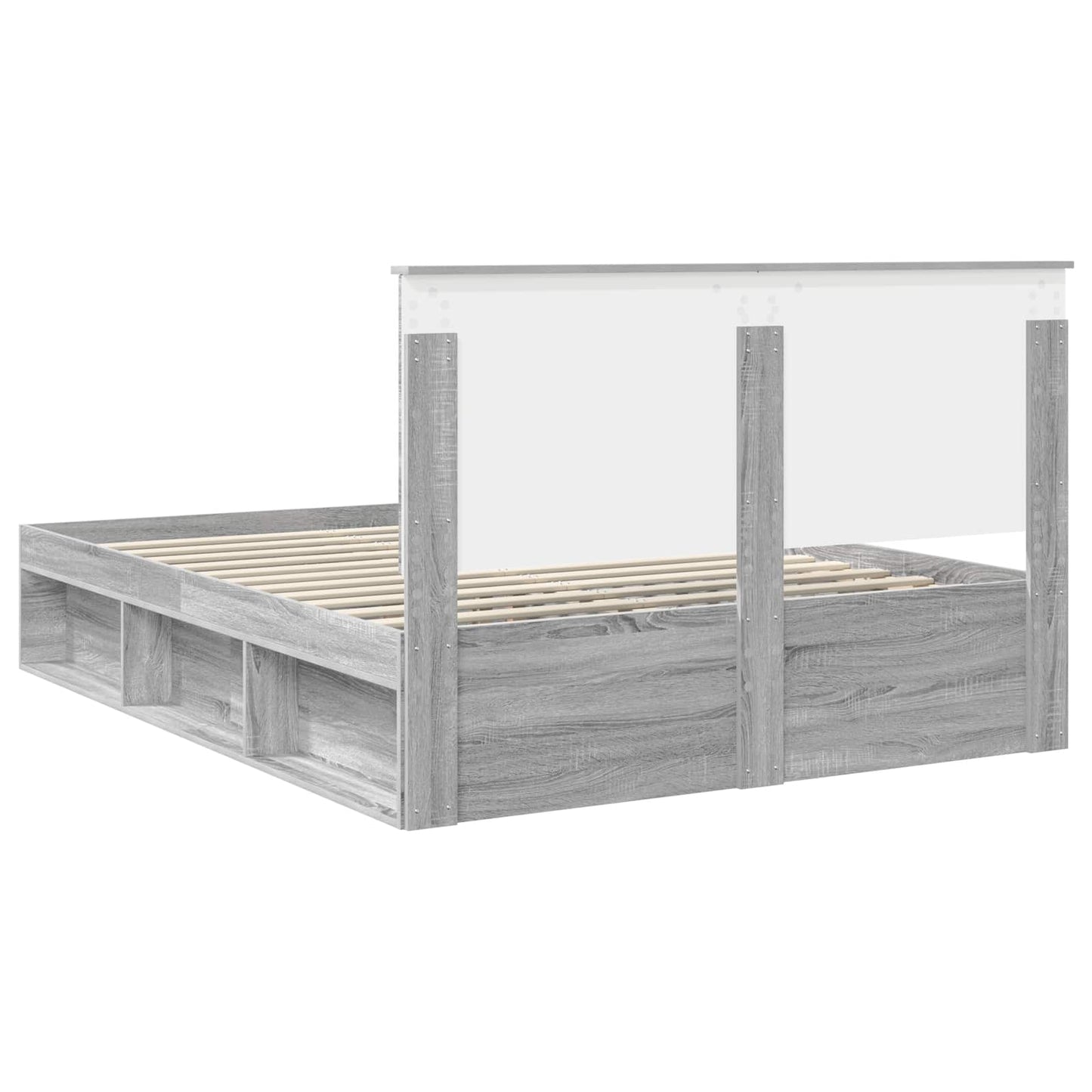 Bed Frame Grey Sonoma 150 x 200 cm Solid Pine Wood