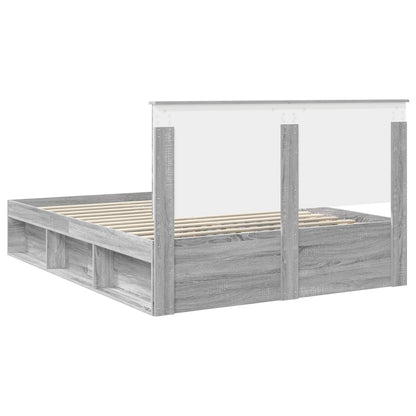 Bed Frame Grey Sonoma 150 x 200 cm Solid Pine Wood