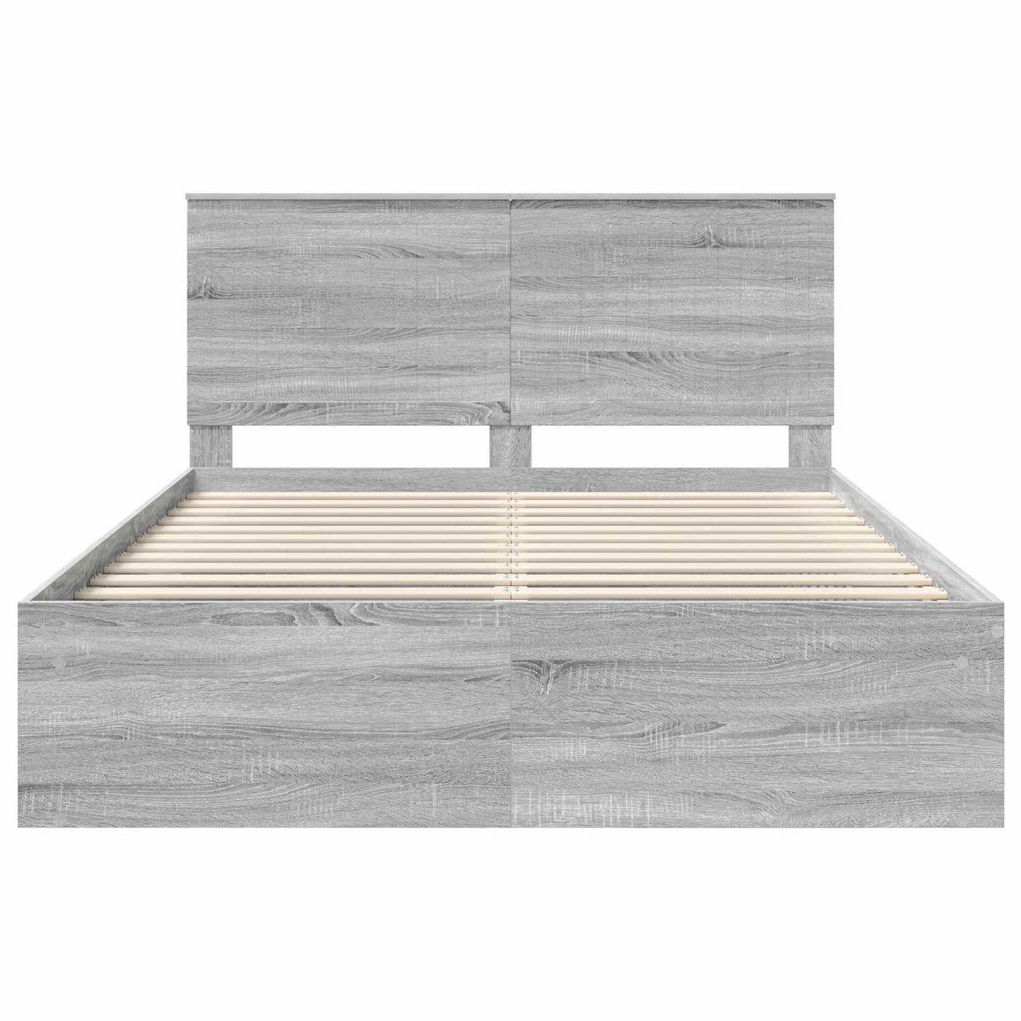 Bed Frame Grey Sonoma 150 x 200 cm Solid Pine Wood