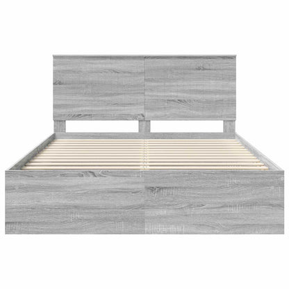 Bed Frame Grey Sonoma 150 x 200 cm Solid Pine Wood