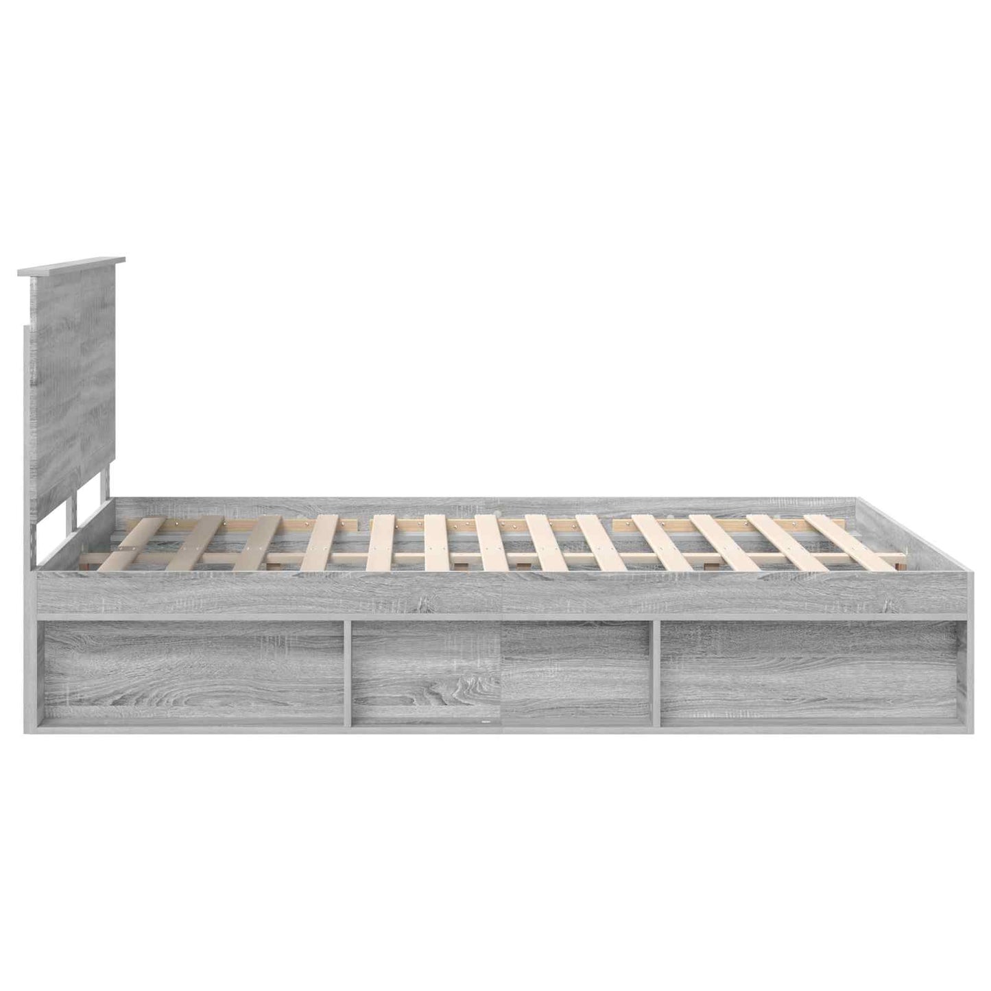 Bed Frame Grey Sonoma 150 x 200 cm Solid Pine Wood