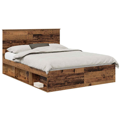 Bed Frame with Headboard Old Wood 150 x 200 cm Solid Pine Wood