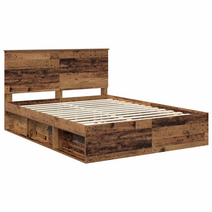 Bed Frame with Headboard Old Wood 150 x 200 cm Solid Pine Wood