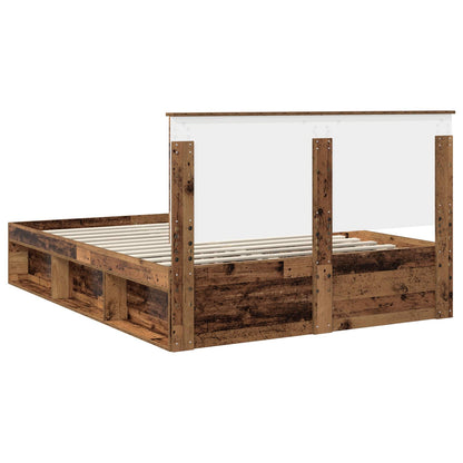 Bed Frame with Headboard Old Wood 150 x 200 cm Solid Pine Wood
