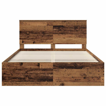 Bed Frame with Headboard Old Wood 150 x 200 cm Solid Pine Wood