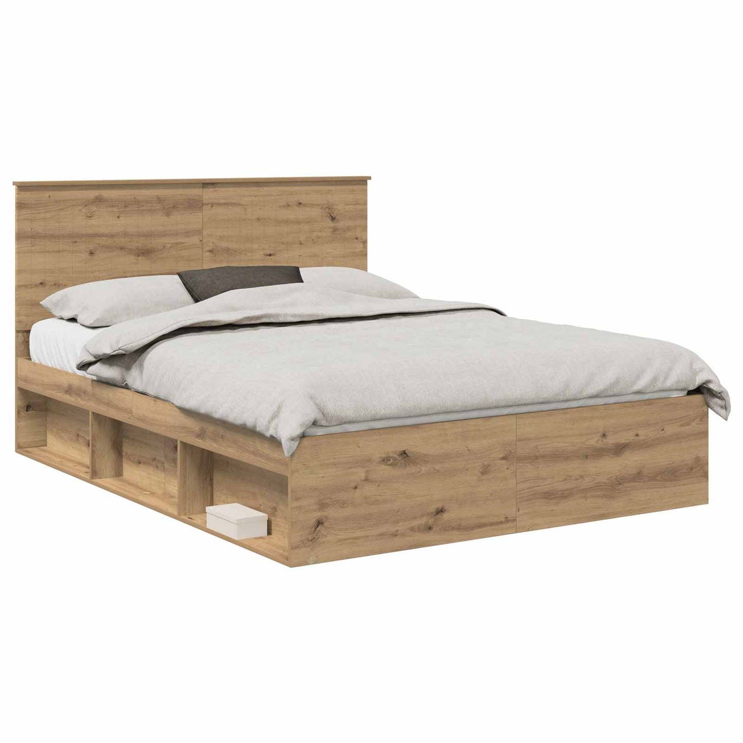 Bed Frame Artisian Oak 150 x 200 cm Solid Pine Wood