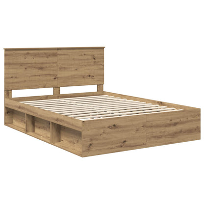 Bed Frame Artisian Oak 150 x 200 cm Solid Pine Wood
