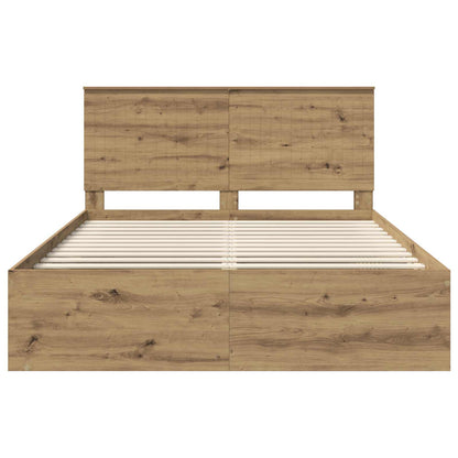 Bed Frame Artisian Oak 150 x 200 cm Solid Pine Wood