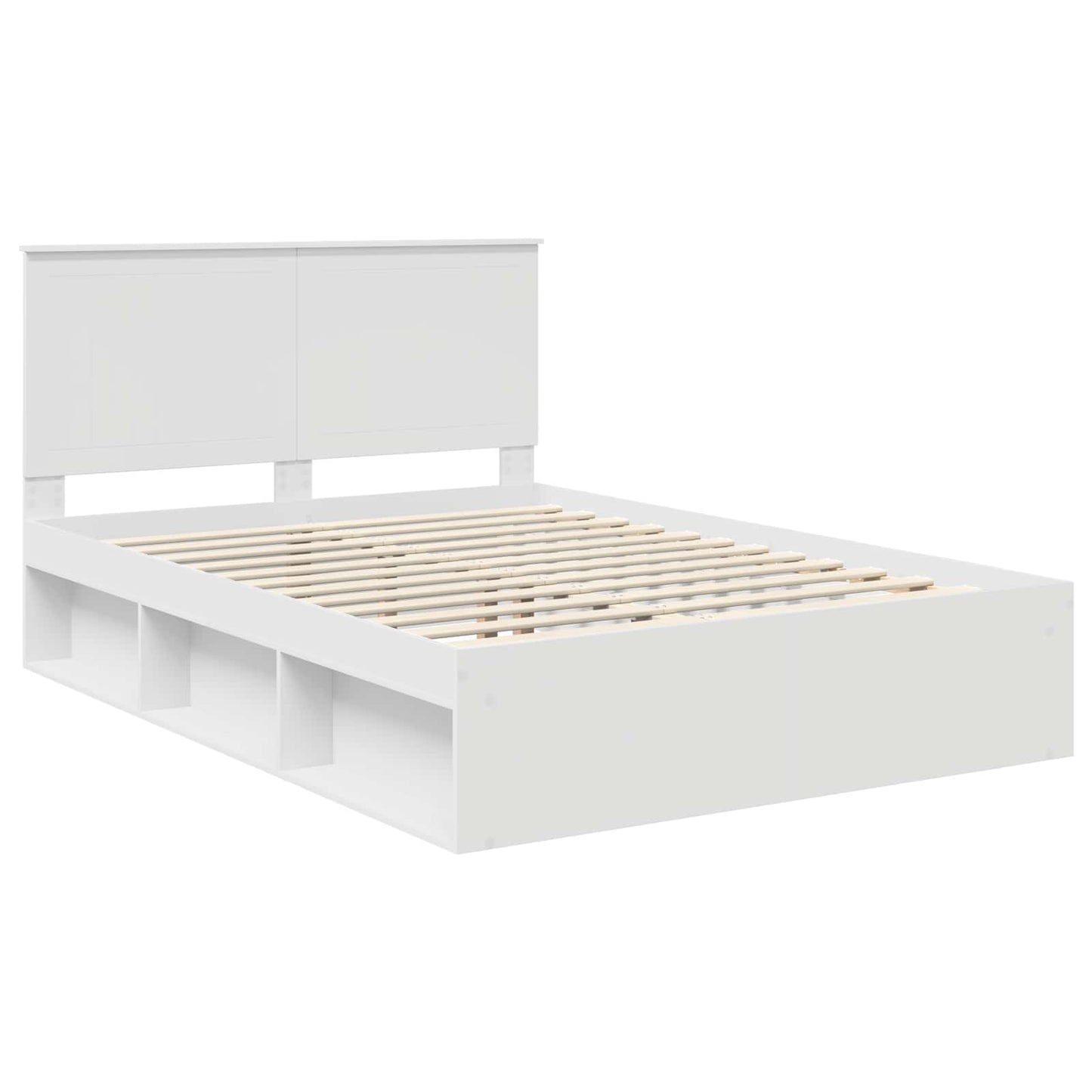 Bed Frame with Headboard White 140 x 200 cm Solid Pine Wood