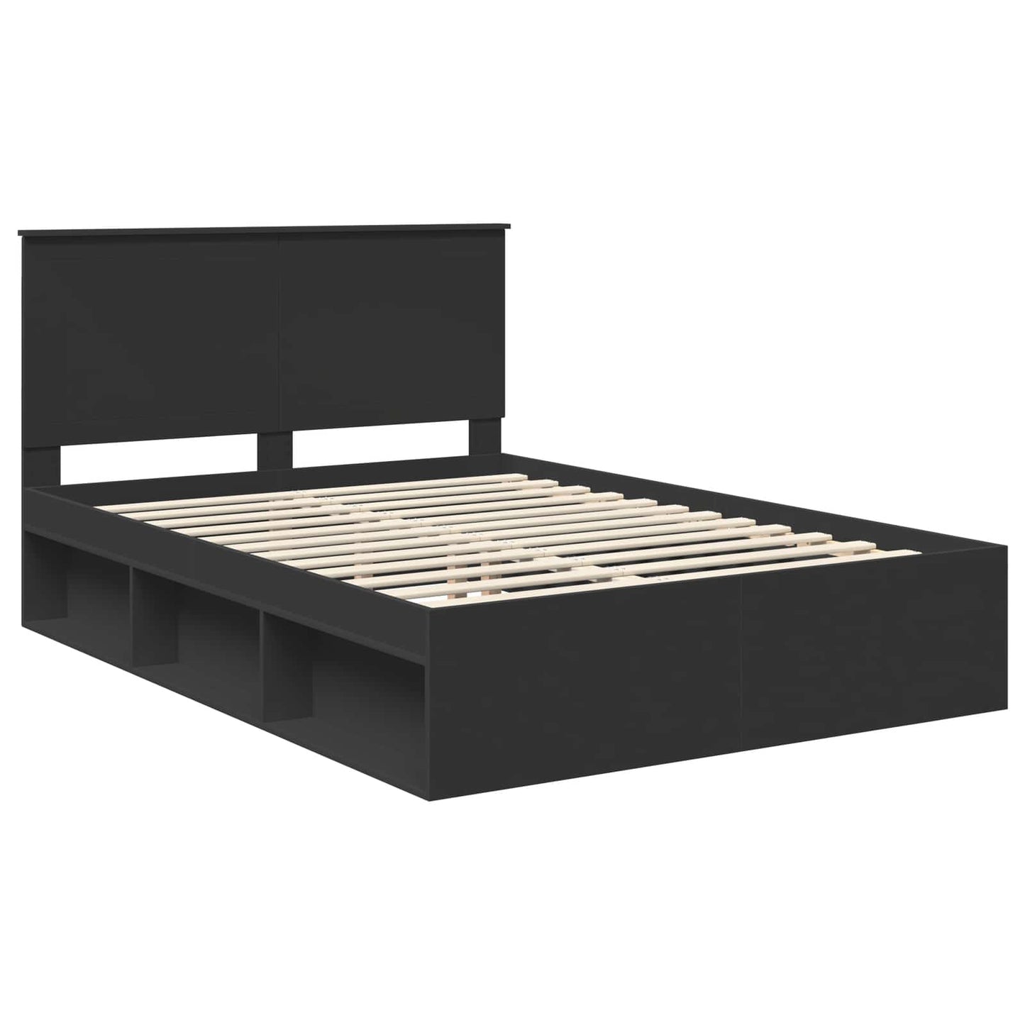 Bed Frame with Headboard Black 140 x 200 cm Solid Pine Wood