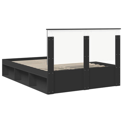 Bed Frame with Headboard Black 140 x 200 cm Solid Pine Wood