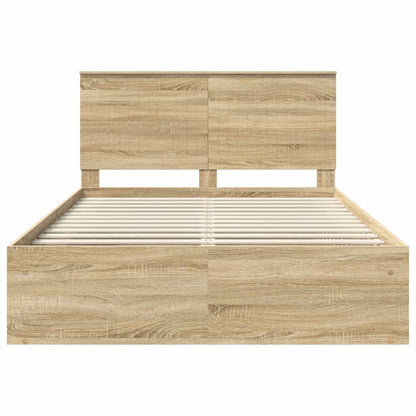 Bed Frame with Headboard Sonoma 140 x 200 cm Solid Pine Wood