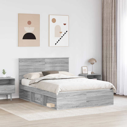 Bed Frame Grey Sonoma 140 x 200 cm Solid Pine Wood