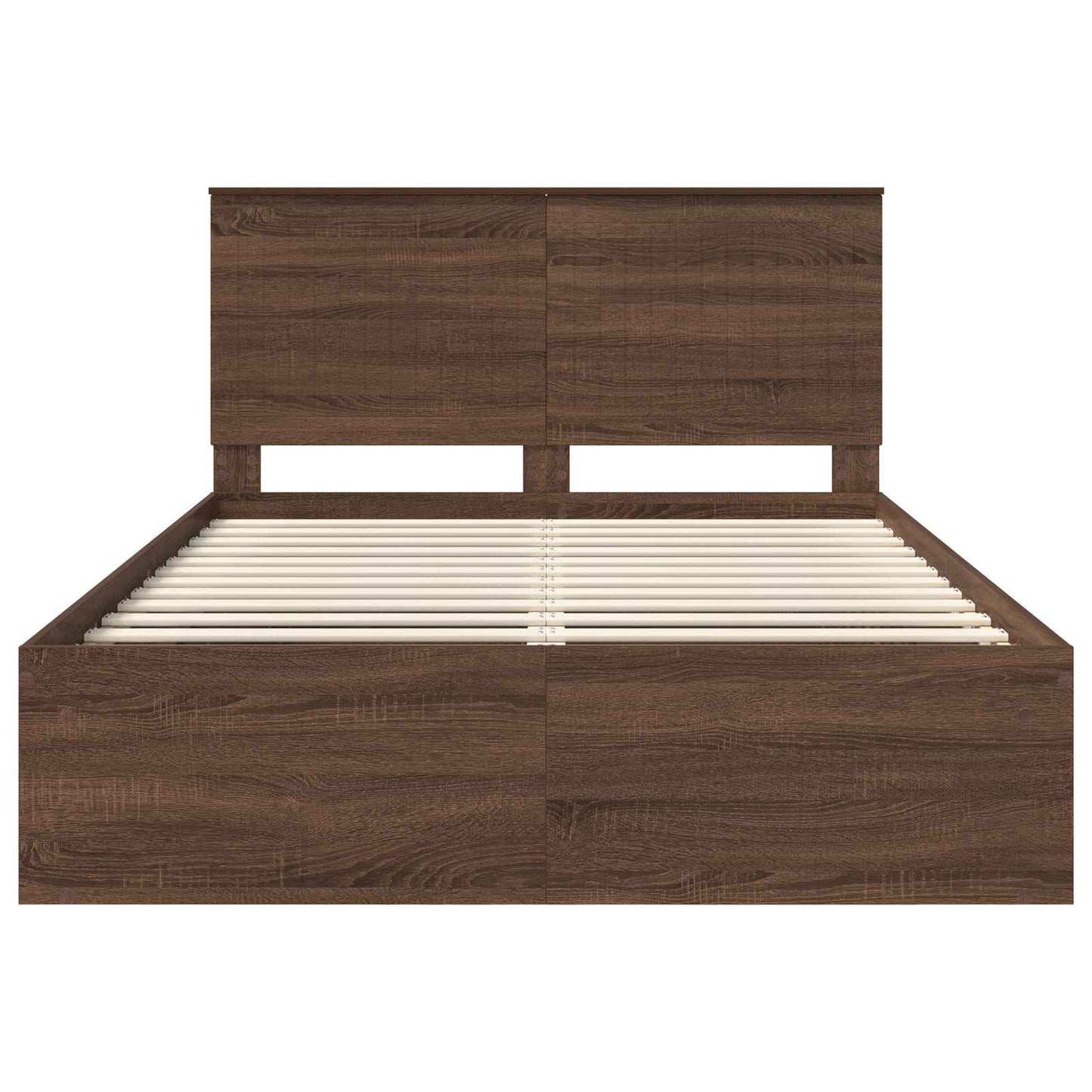Bed Frame with Headboard Brown Oak 140 x 200 cm Solid Pine Wood