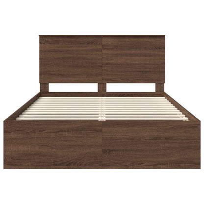 Bed Frame with Headboard Brown Oak 140 x 200 cm Solid Pine Wood