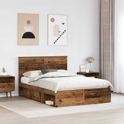 Bed Frame with Headboard Old Wood 140 x 200 cm Solid Pine Wood