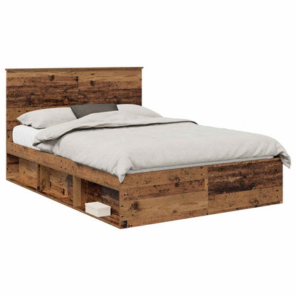 Bed Frame with Headboard Old Wood 140 x 200 cm Solid Pine Wood