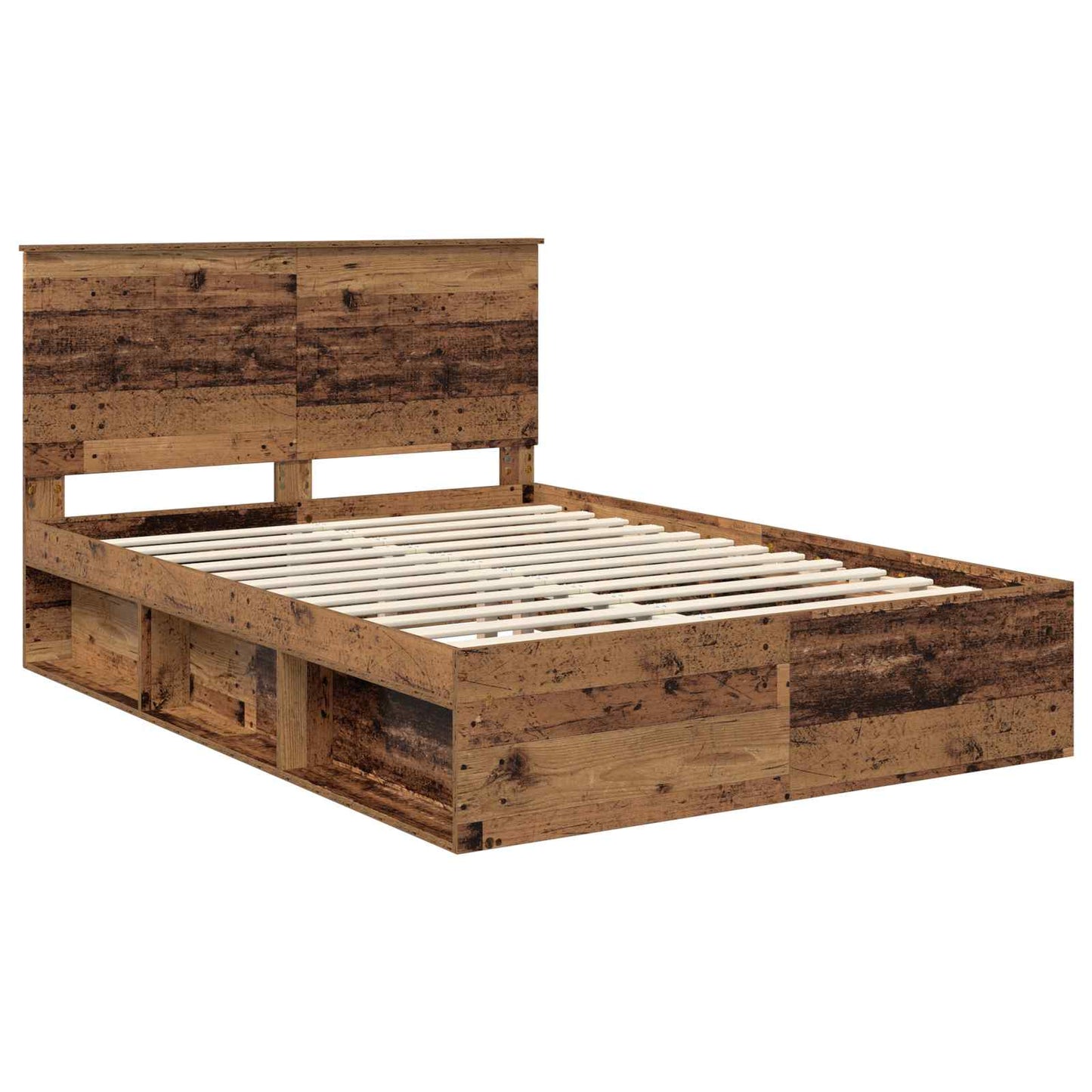 Bed Frame with Headboard Old Wood 140 x 200 cm Solid Pine Wood