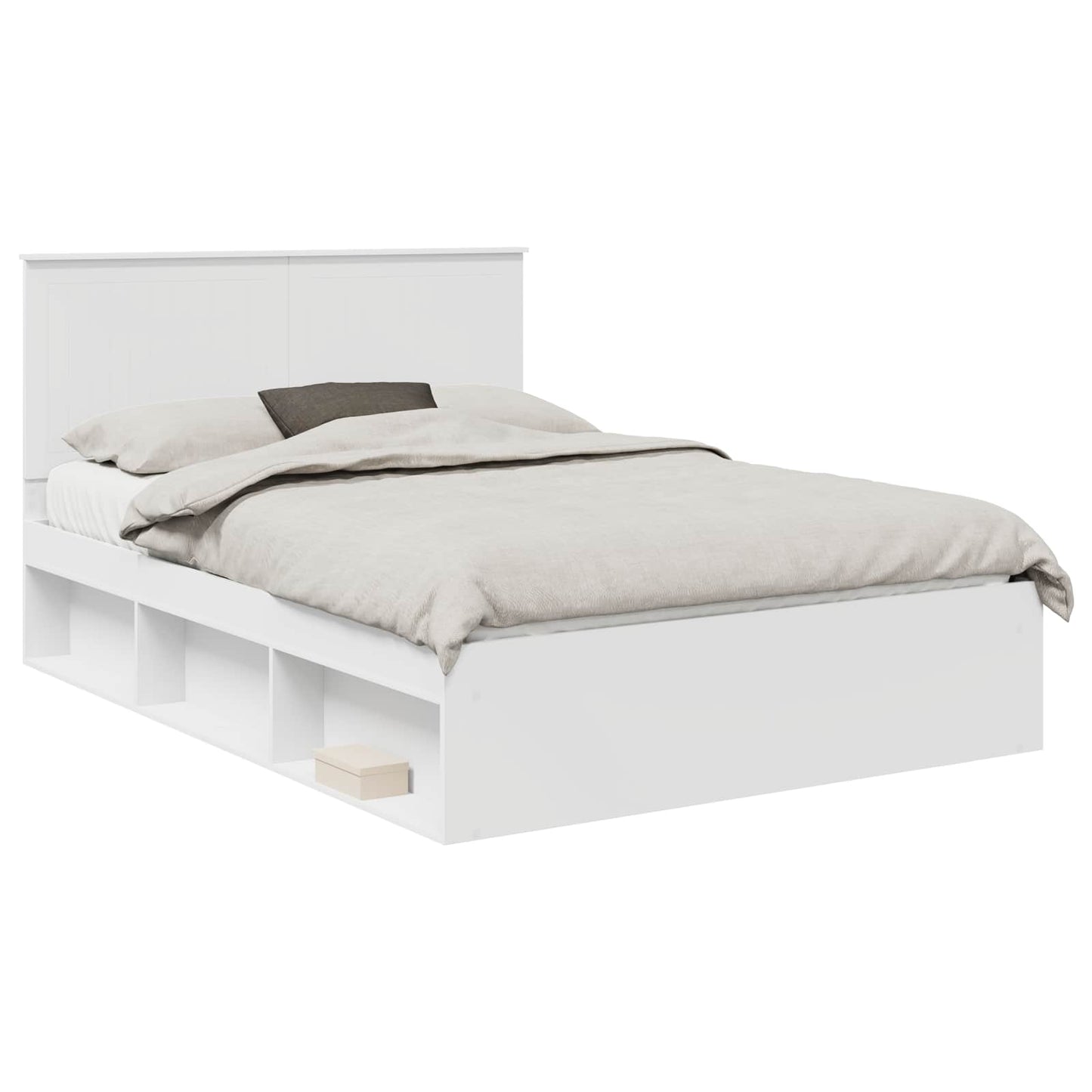 Bed Frame with Headboard White 140 x 190 cm Solid Pine Wood