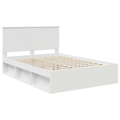 Bed Frame with Headboard White 140 x 190 cm Solid Pine Wood