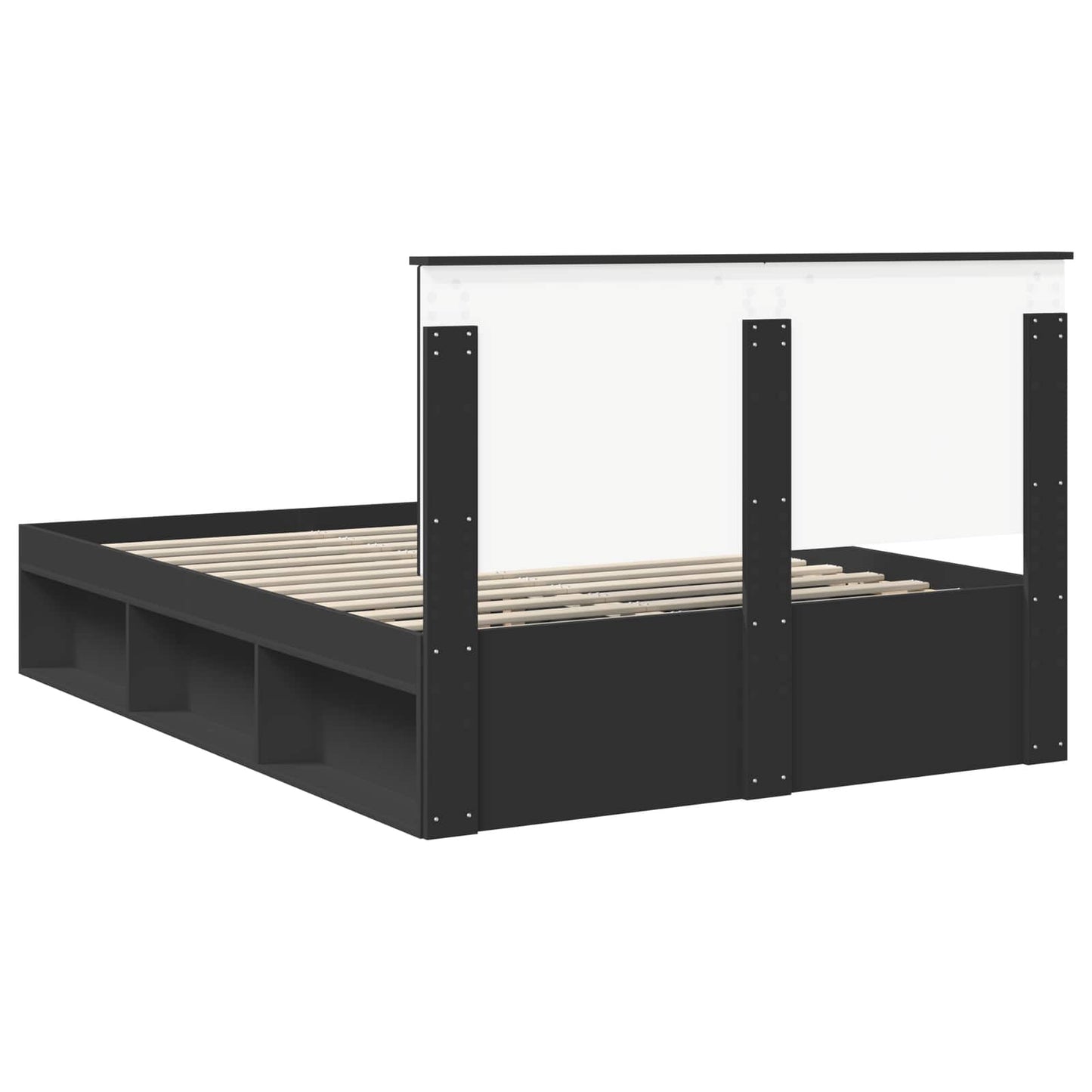 Bed Frame with Headboard Black 140 x 190 cm Solid Pine Wood
