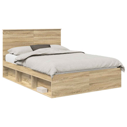 Bed Frame with Headboard Sonoma 140 x 190 cm Solid Pine Wood