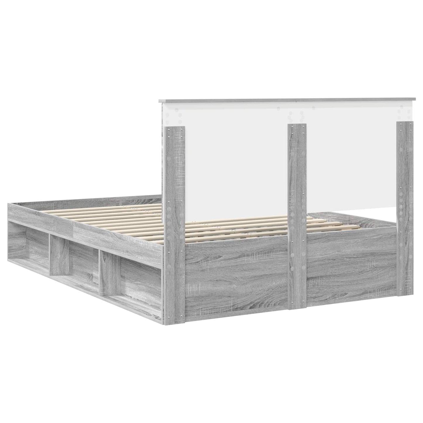 Bed Frame Grey Sonoma 140 x 190 cm Solid Pine Wood