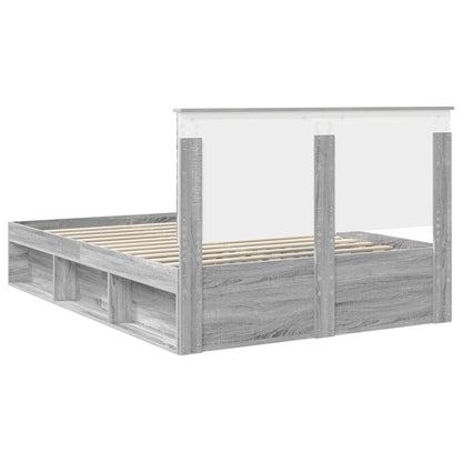 Bed Frame Grey Sonoma 140 x 190 cm Solid Pine Wood