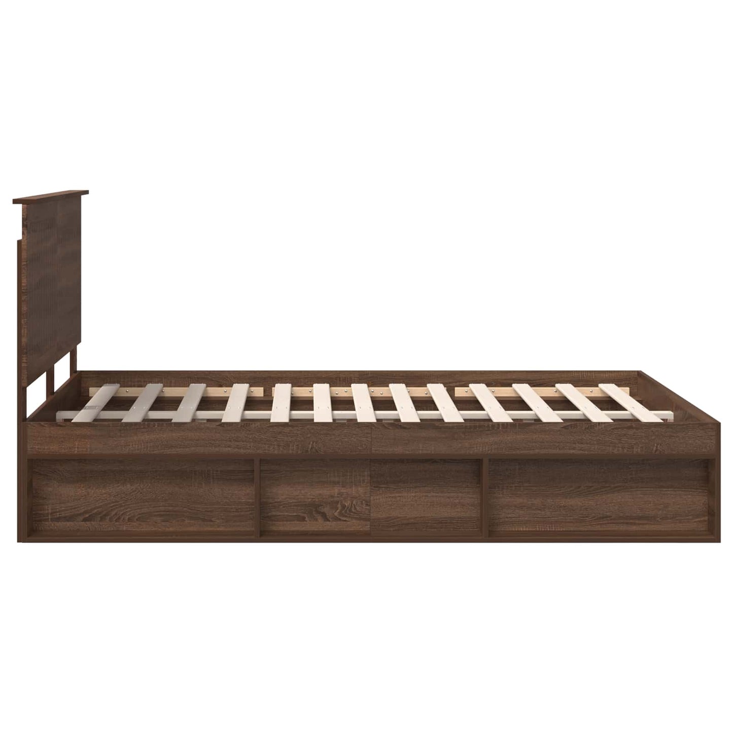 Bed Frame with Headboard Brown Oak 140 x 190 cm Solid Pine Wood