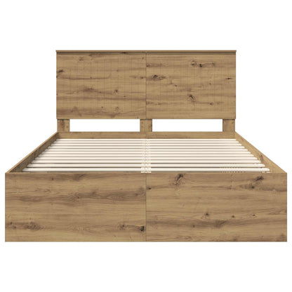 Bed Frame Artisian Oak 140 x 190 cm Solid Pine Wood